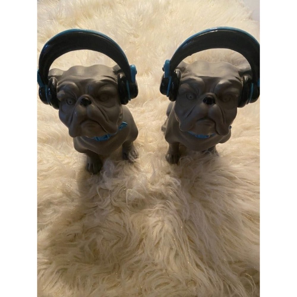 Grey Bulldog Figurines W=5in *H=11.5